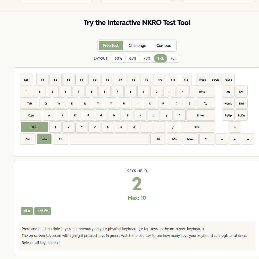 NKRO Testing website